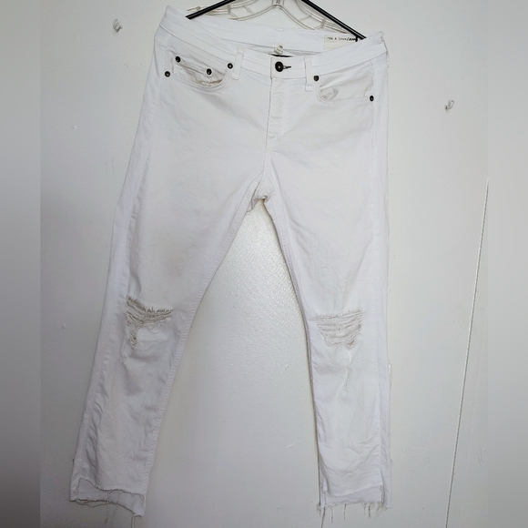 Rag & Bone Dre Capri White Distressed Women's Jeans, Frayed, Stretch, sz 28. - Picture 16 of 16